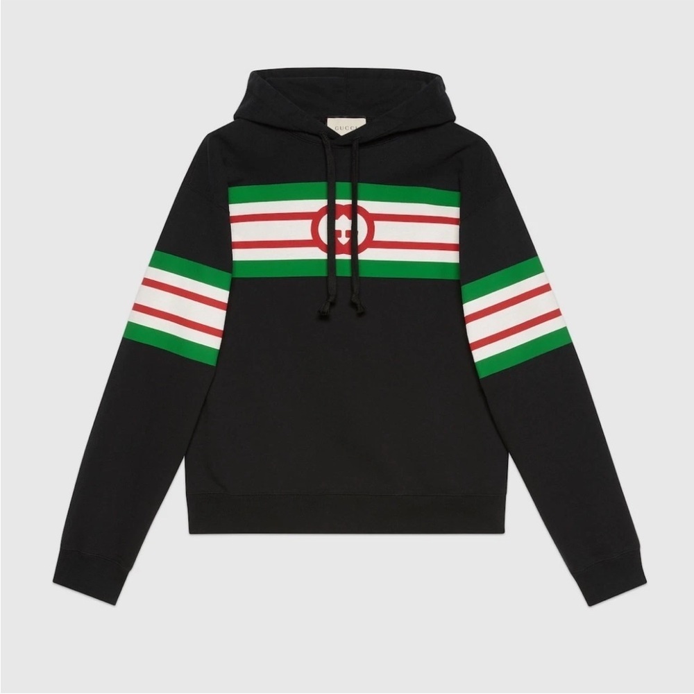Men's Gucci interlocking G web stripe cotton hoodie size XS fits like medium